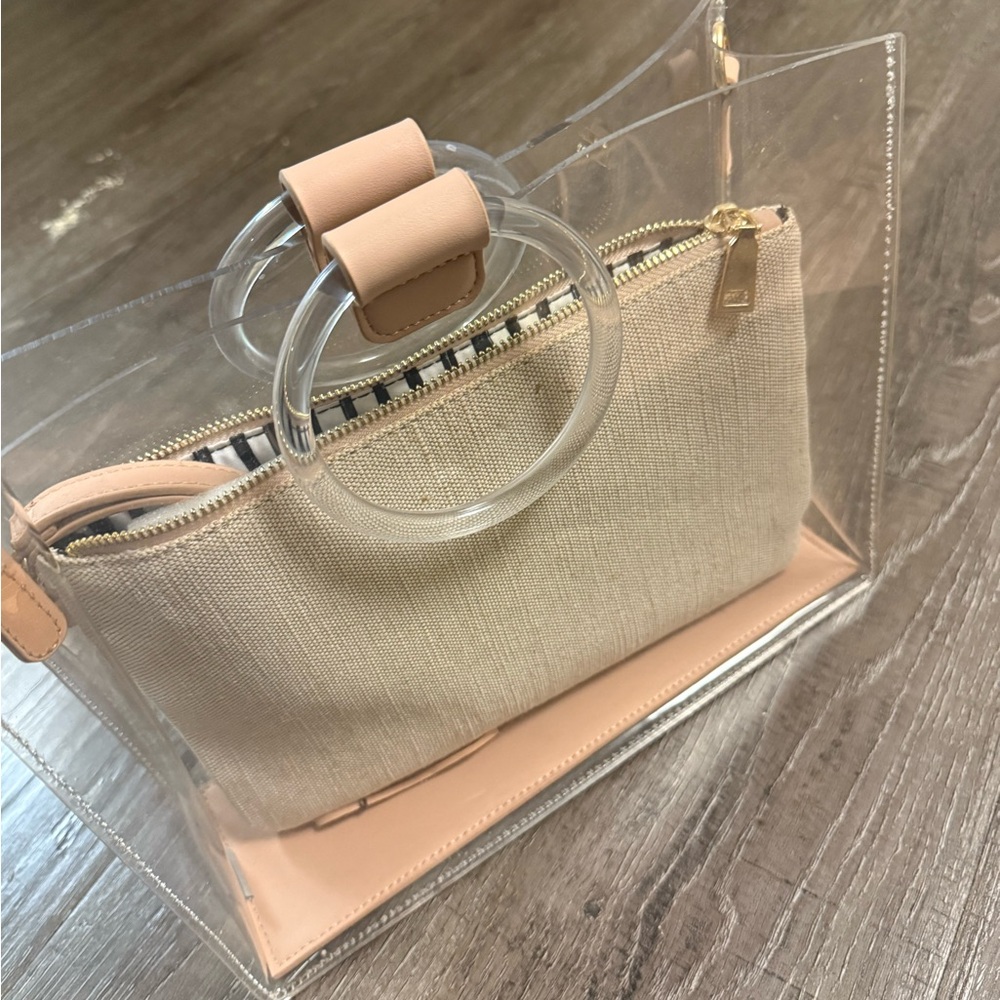 Transparent Tote with Beige Pouch
